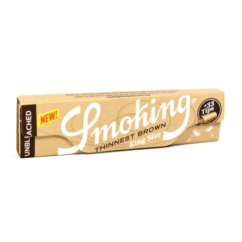 500x500_smokingthinnestbrownsingle.jpg Smoking King Size Thinnest Brown + Tips - Unidade